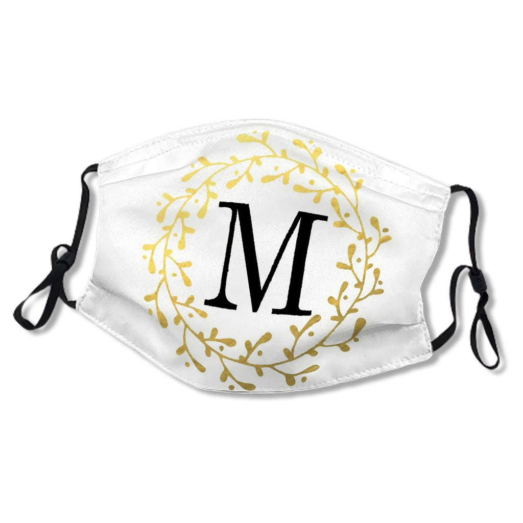 Monogram Letter M Black and Gold Design Mask No.W7NVHD