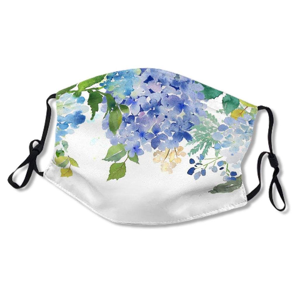 Blue Lilac Watercolor Hydrangea Mask No.WAW6AX