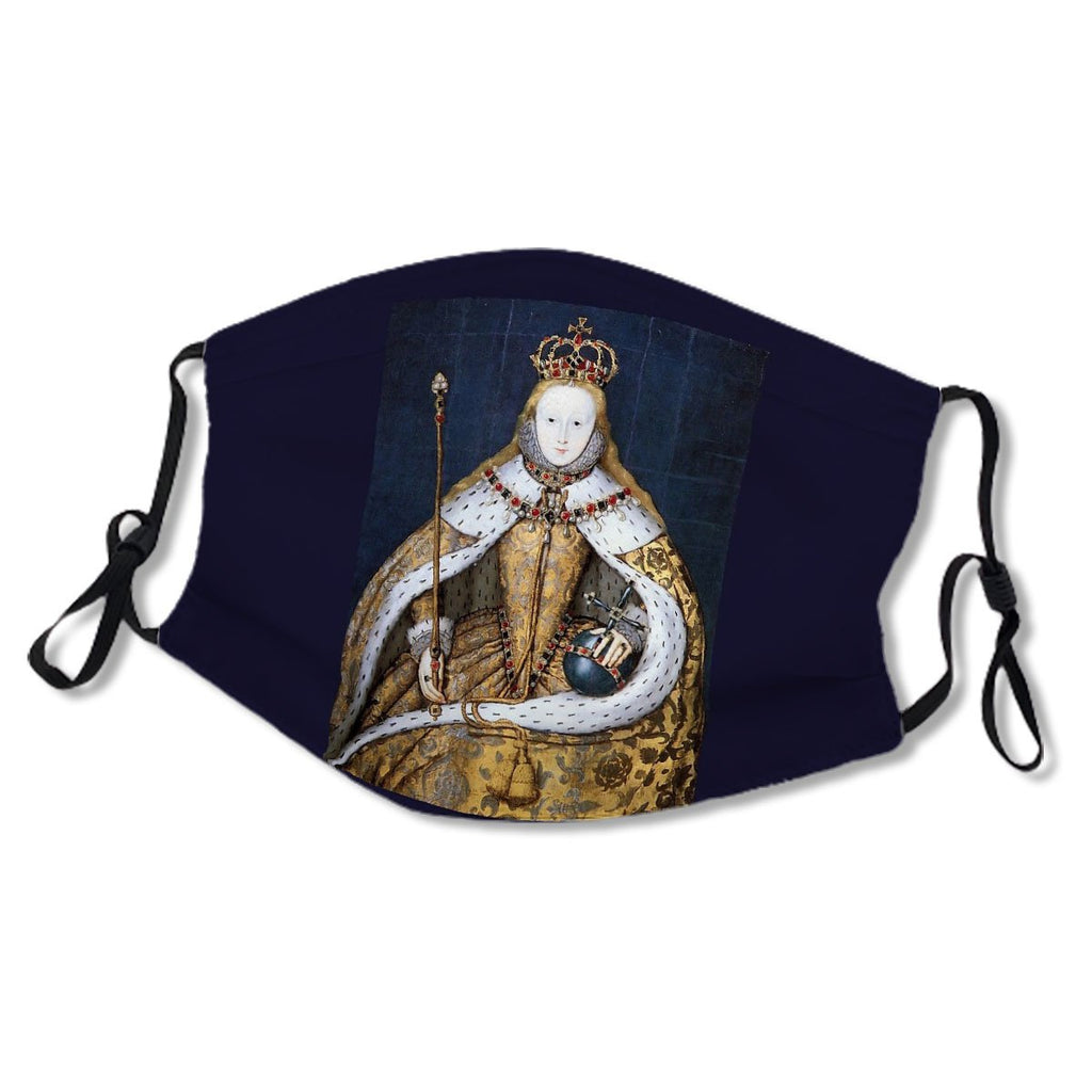 Elizabeth I. In Coronation Robes, patterned with Tudor roses and trimmed with ermine. Kids/Adult Mask No.WM5Y62