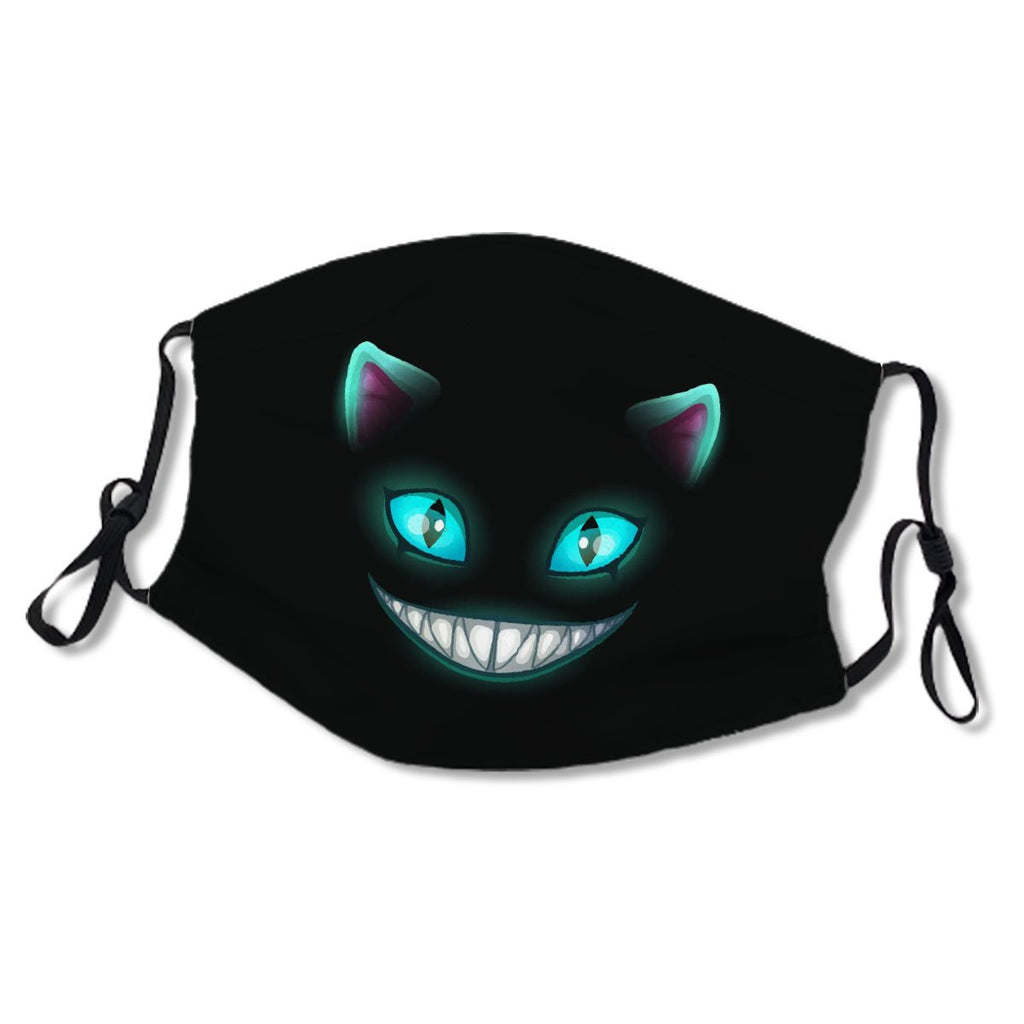 Fantasy Scary Smiling Cat Face On Black Background No.WX9FZJ