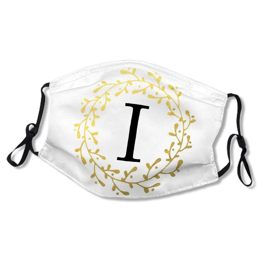 Monogram Letter I Black and Gold Design Mask No.XHXXN3