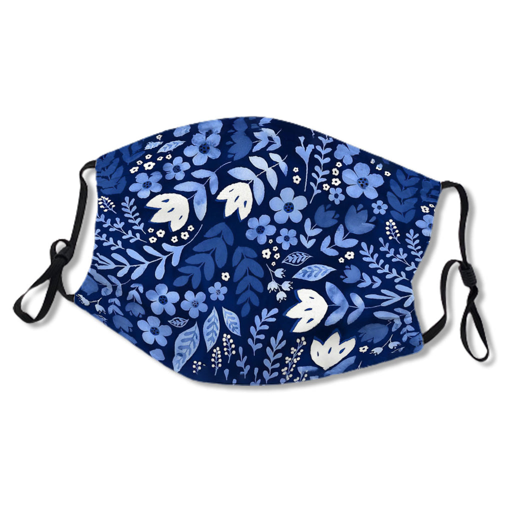 Dark blue watercolour floral No.XI2UBI
