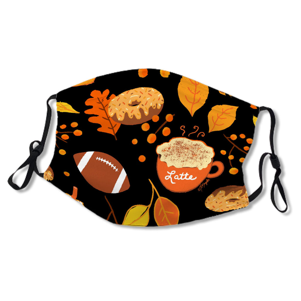 Fall Leaves Football And Pumpkin Spice Pattern No. XLDUVI