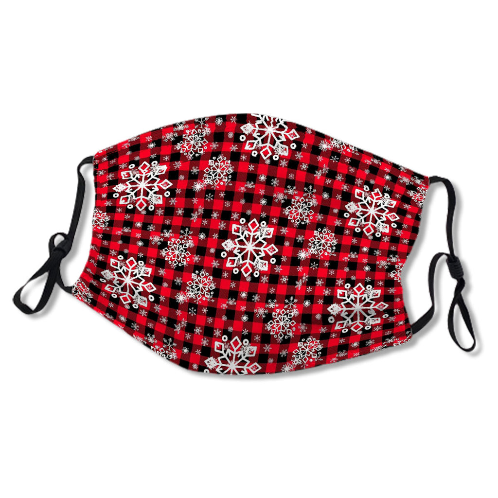 Christmas plaid snowflake Red Black White Mask No.XPFYEF