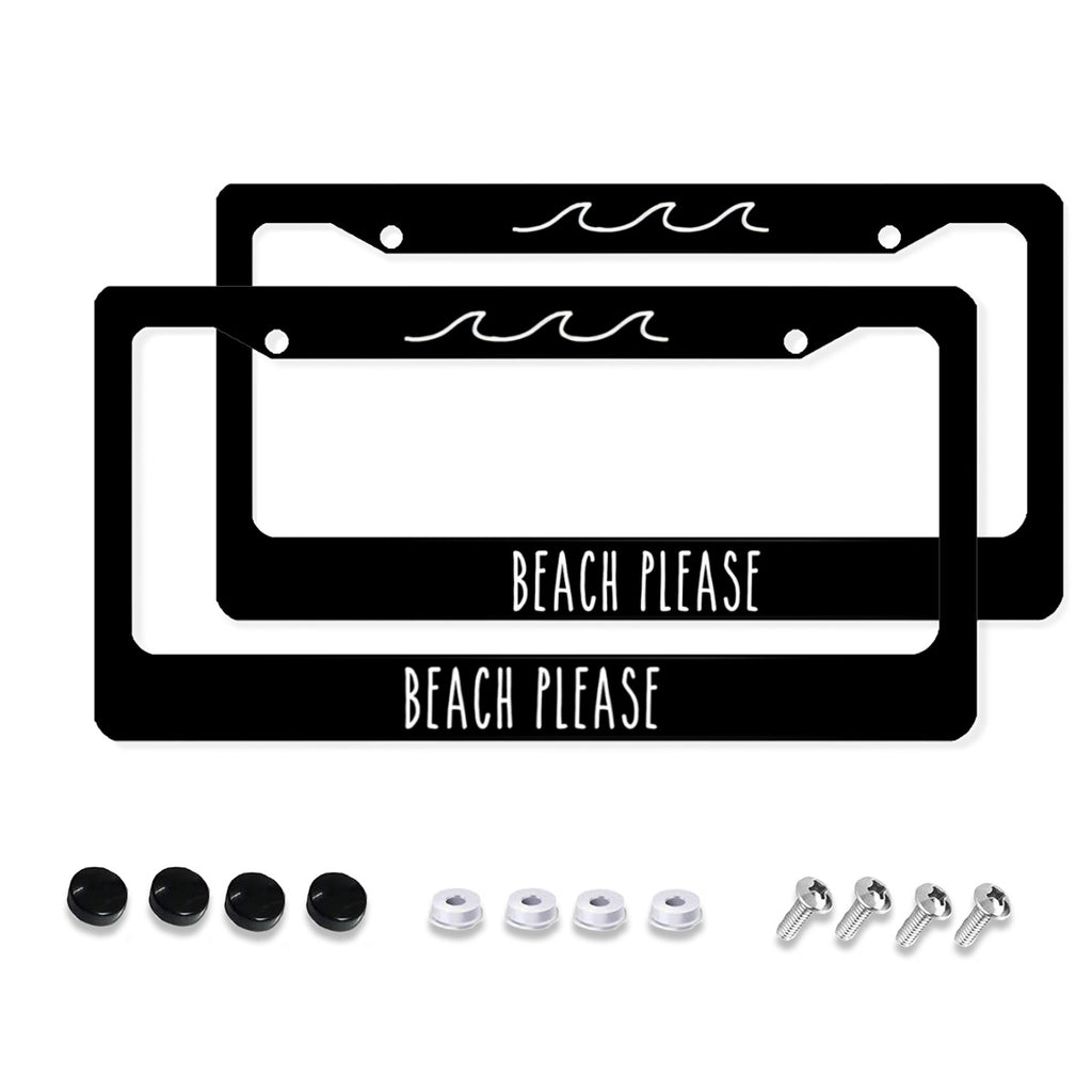 Aluminum License Plate Frame, 2Pcs 2 Holes Black License Plate Covers No.5ZYQD3-XZ3BKJ