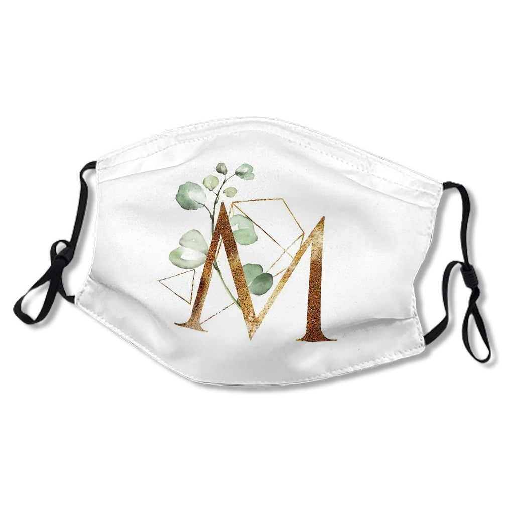 Floral Geometric Polygon Monogram M Mask No.Y3XHQD