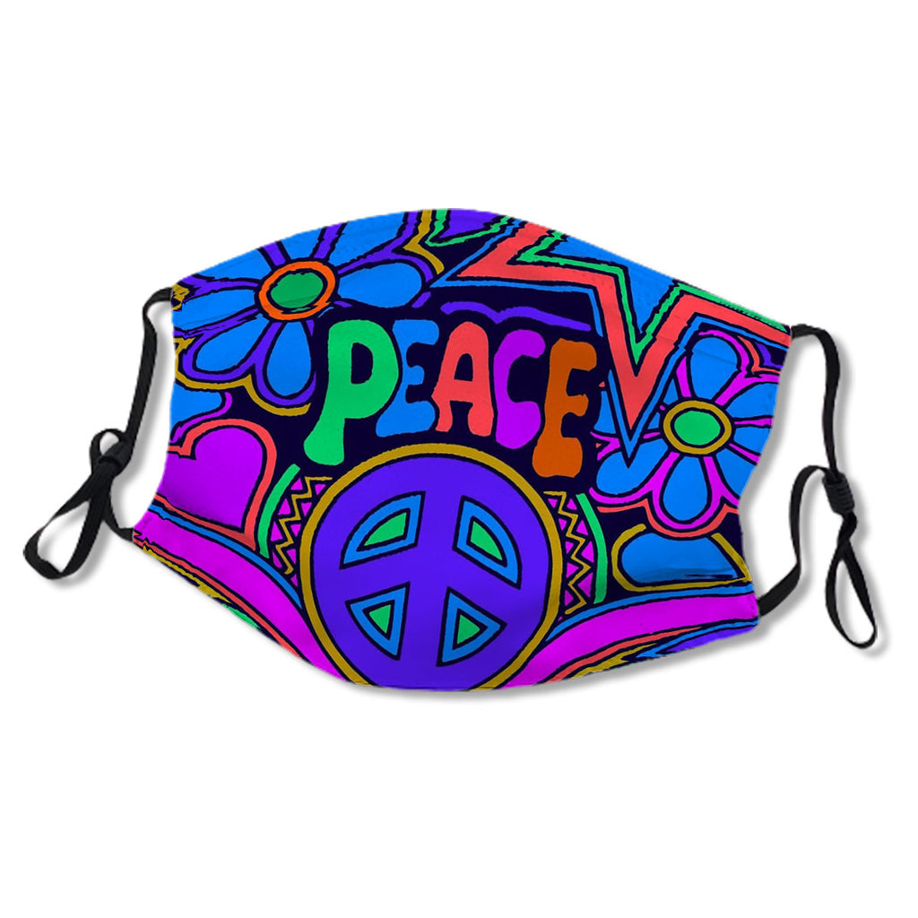 Peace and Love Flowers and Stars Hippie Design No.Y9LNYF