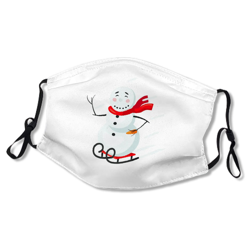 Excited Smiling Funny Snowman Sledding Isolated On No.YMTP7H