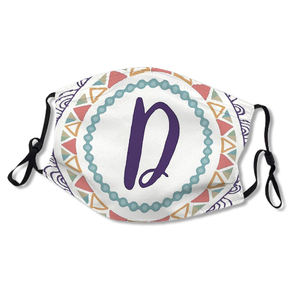 Monogram Letter D Bohemian Design Mask No.Z37HQE