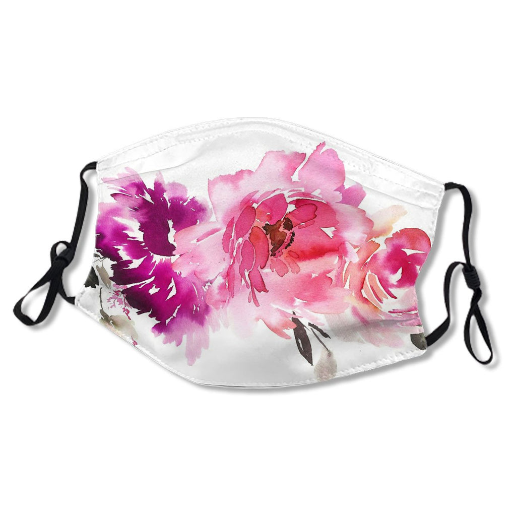 Purple Fuchsia Pink Watercolor Florals Mask No.Z5FCZJ