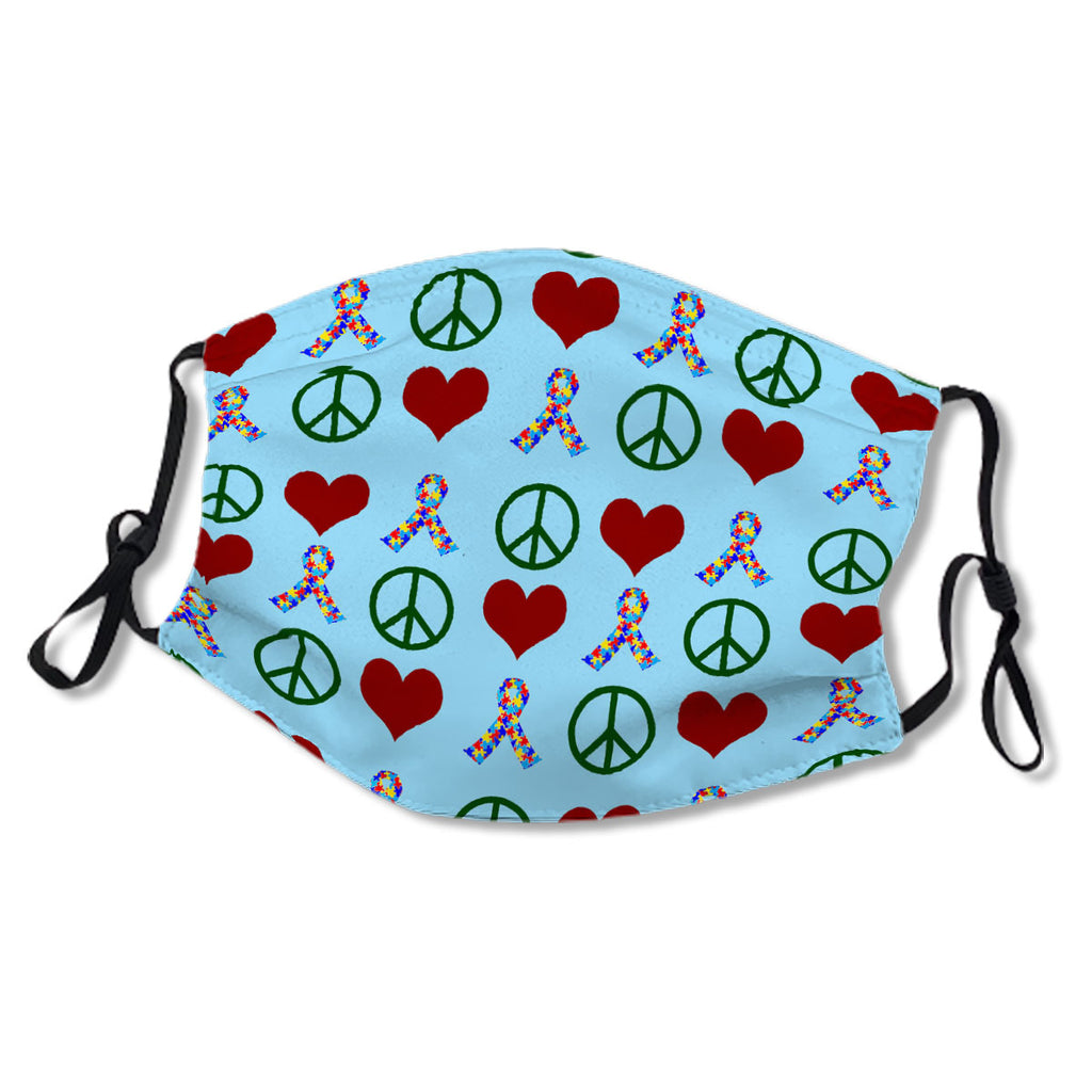 Peace Love Autism Ribbon Pattern Cloth NO. ZK8GK4