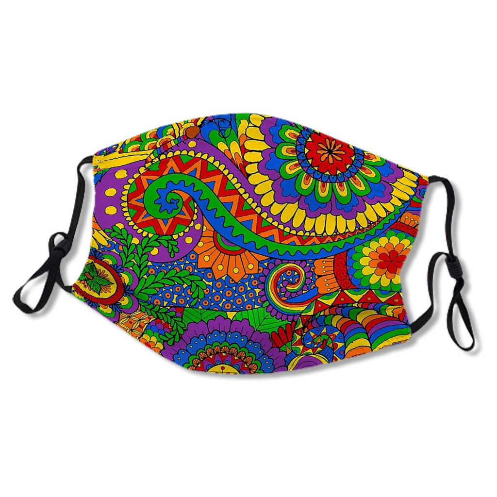 Happy Hippy Psychedelic Rainbow Design Kids/Adult Mask No.ZOWU7Q