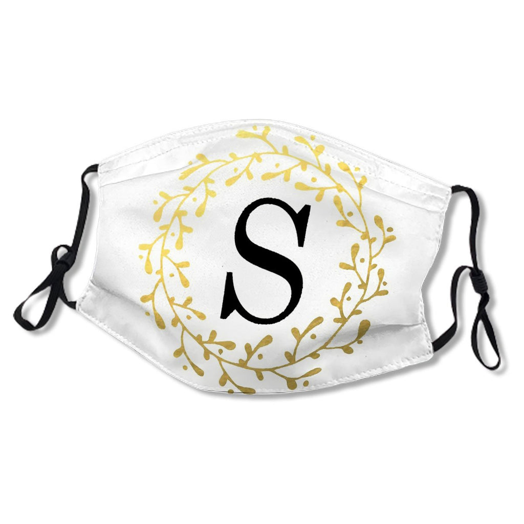 Monogram Letter S Black and Gold Design Mask No.ZR4EGG