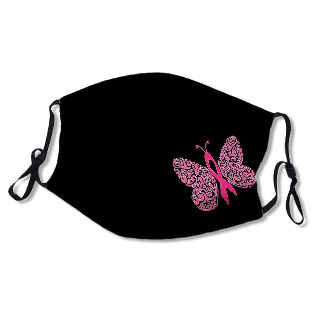 Breast Cancer Butterfly Face | Cancer Awareness | Breast Cancer Awareness Face | Pink Ribbon | Reusables | Washable No.ZVD7P5