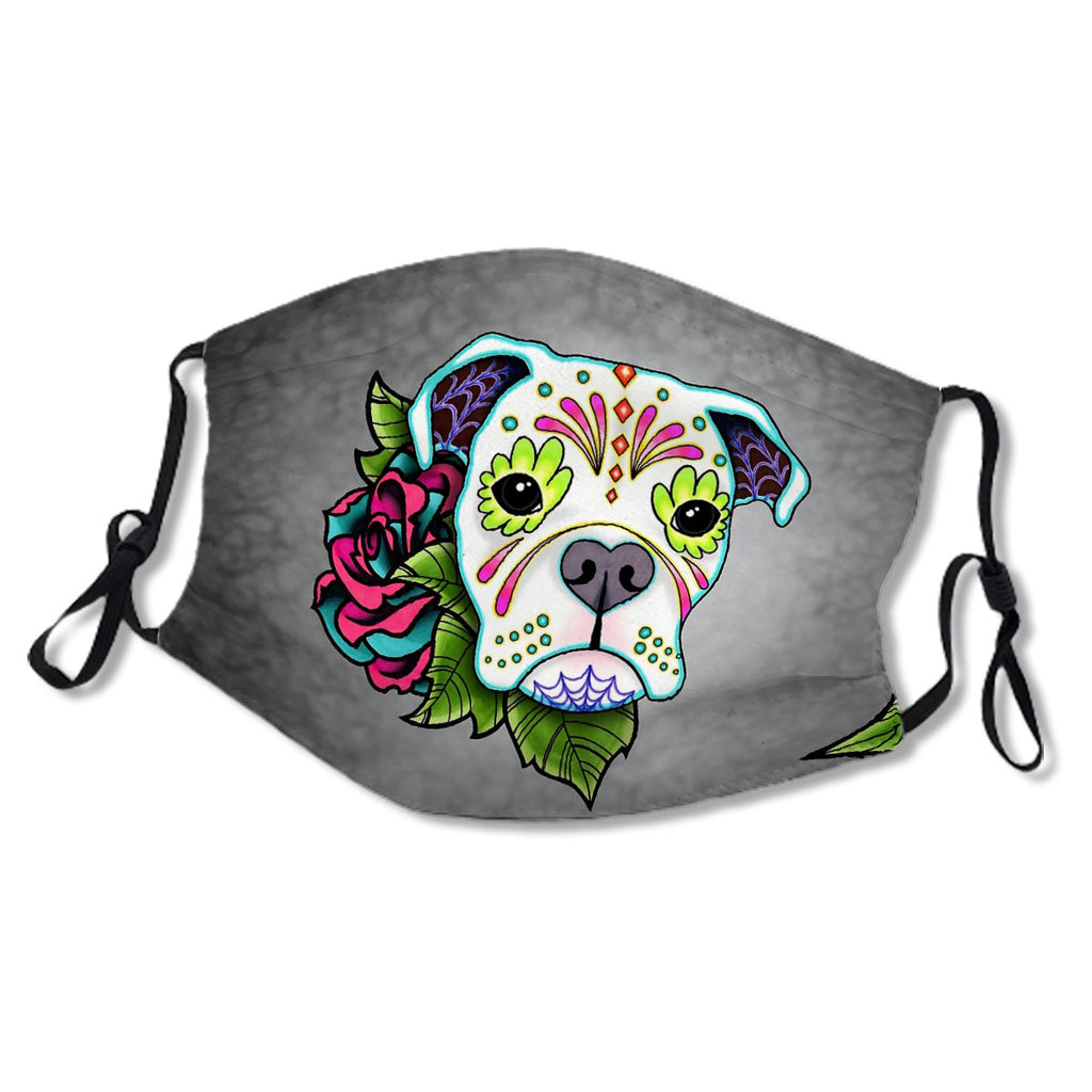 Boxer in White- Day of the Dead Sugar Skull Dog No.ZWTTKN